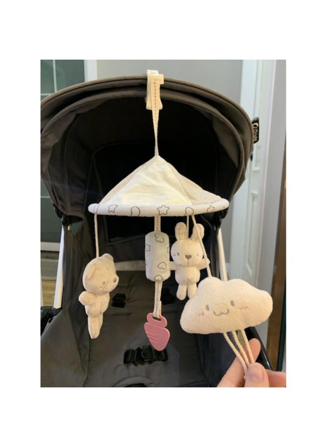 Baby Stroller Toy Stroller Pendant Wind Chime Month Bed Bell Baby Car Hanging Umbrella Comfort Towel-Color:Gentle Bunny Hanging Umbrella - Image 2