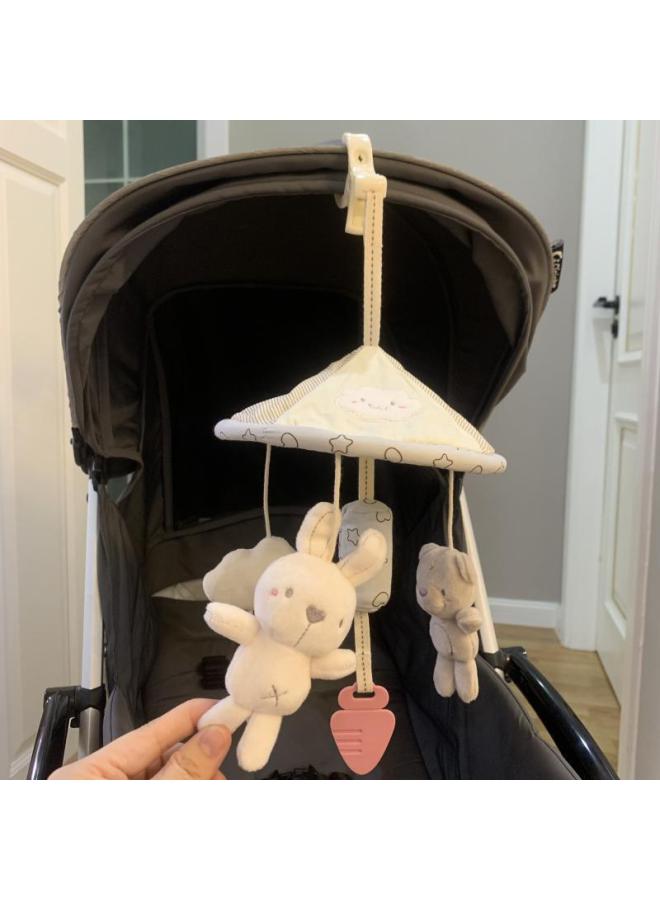 Baby Stroller Toy Stroller Pendant Wind Chime Month Bed Bell Baby Car Hanging Umbrella Comfort Towel-Color:Gentle Bunny Hanging Umbrella - Image 3