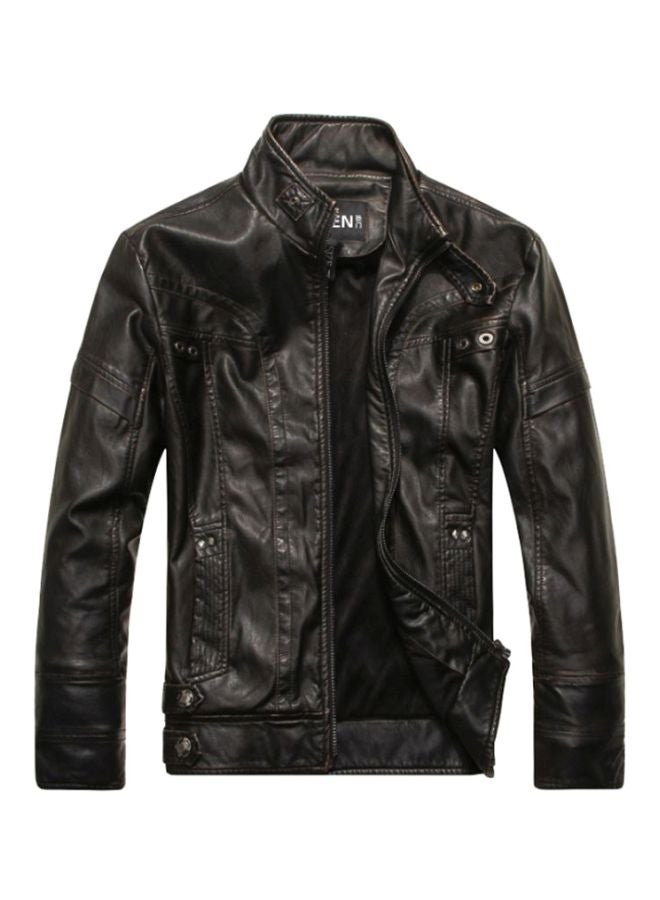 Front Zipper Detailed Jacket Black - Image 1