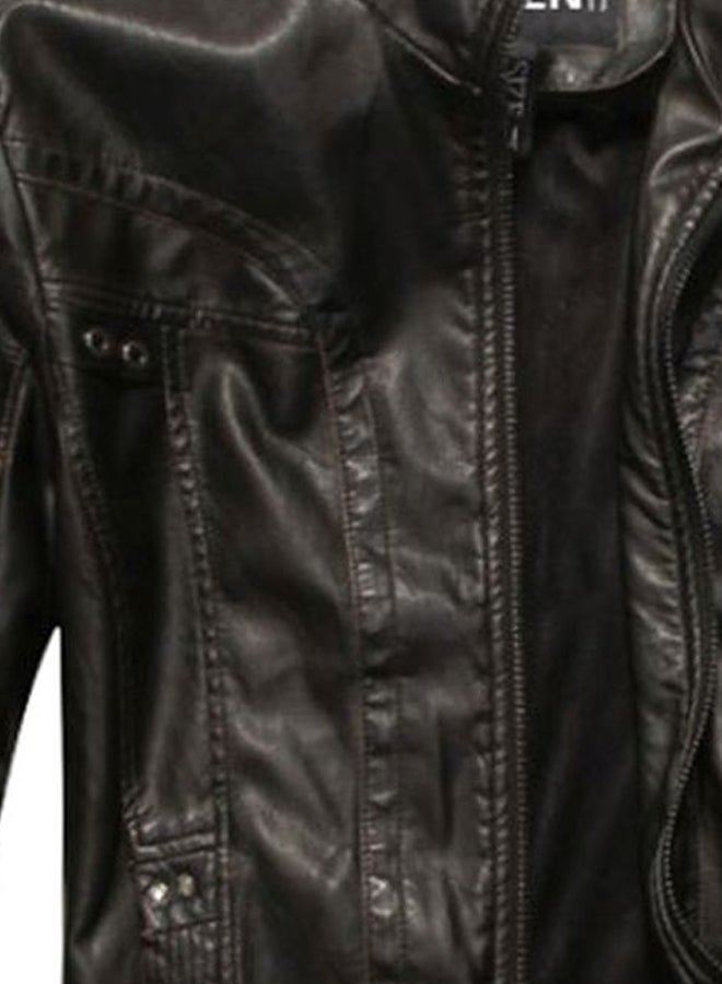 Front Zipper Detailed Jacket Black - Image 3