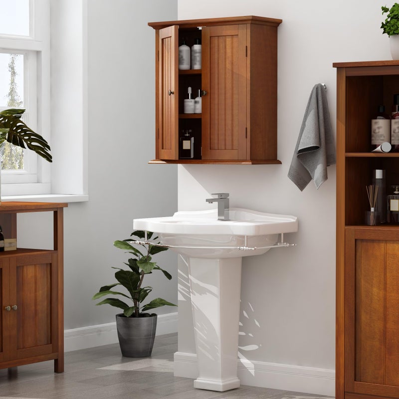 ChooChoo Bathroom Wall Cabinet, Over The Toilet Space Saver Storage Cabinet, Medicine Cabinet with 2 Door and Adjustable Shelves, Cupboard, Rustic - Image 3