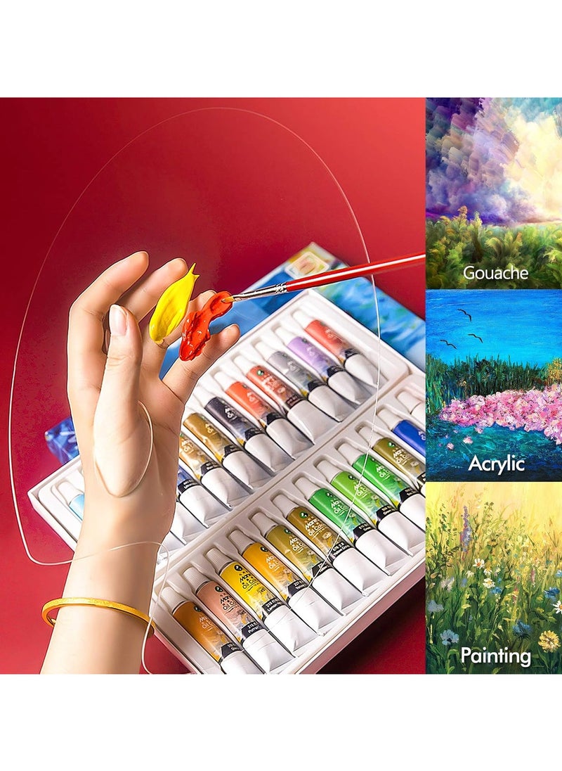 Generic - 2-Piece Acrylic Paint Palette with Thumb Hole - Plastic Paint Mixing Palette with Protective Film for DIY Art and Craft Painting - Image 1