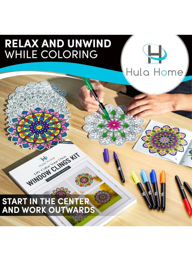 Hula Home Stained Glass Mandala Art Kit Diy Window Clings With Markers 10 Suncatchers Perfect Hobby For Adults Kids Teens & Seniors Ideal Gift For Beginners Women & Elderly - Image 3