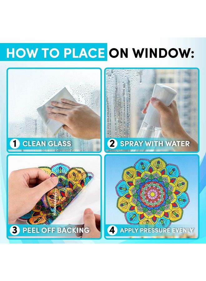 Hula Home Stained Glass Mandala Art Kit Diy Window Clings With Markers 10 Suncatchers Perfect Hobby For Adults Kids Teens & Seniors Ideal Gift For Beginners Women & Elderly - Image 4