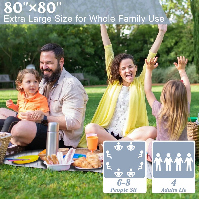 ALLBFENG Large Picnic Mat, Outdoor Camping Mat, Tent Mate. Easy to Carry and Store, Water-Resistant, Dust-Proof Sand-Proof, Machine Washable. Thickened. For Picnics, Lawns, Concerts, Outdoor Adventures. - Image 2