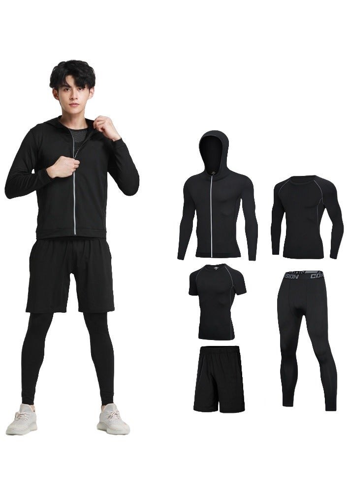 5Pcs Men's Compression Pants Shirt Top Long Sleeve Jacket Athletic Sets Gym Clothing Mens Workout Valentine's Day gift  - Image 1