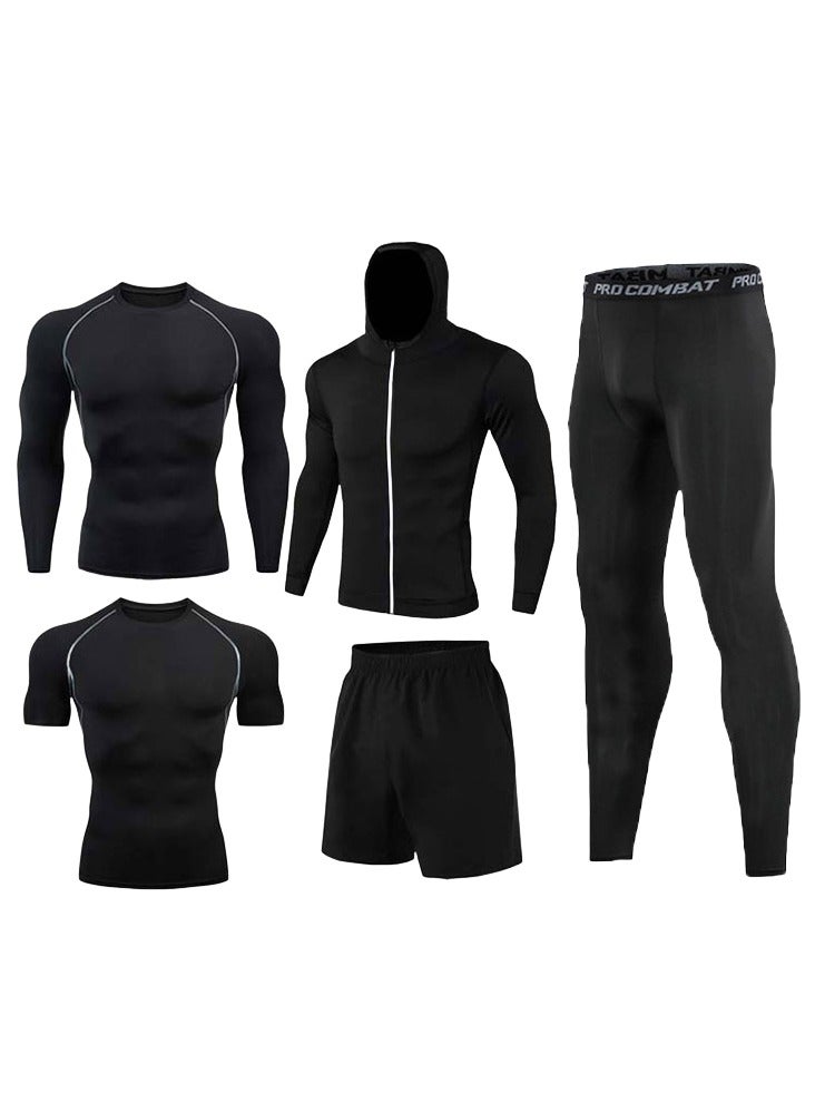 5Pcs Men's Compression Pants Shirt Top Long Sleeve Jacket Athletic Sets Gym Clothing Mens Workout Valentine's Day gift  - Image 2