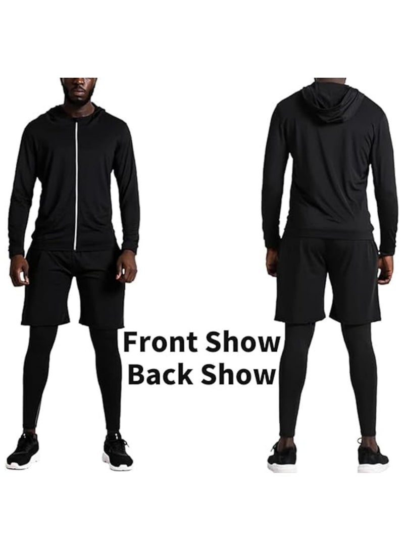 5Pcs Men's Compression Pants Shirt Top Long Sleeve Jacket Athletic Sets Gym Clothing Mens Workout Valentine's Day gift  - Image 4