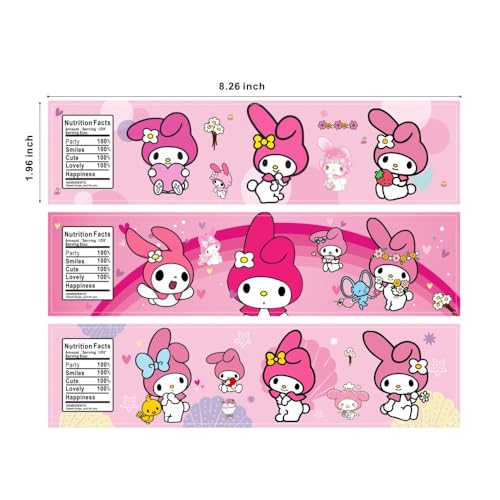 ARHAVI 24PCS Melody Water Bottle Labels, Melody Birthday Party Supplies Party Favors for My Melody Birthday Decorations - Image 3
