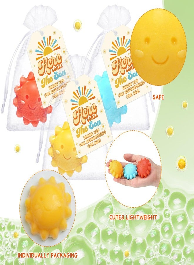 Leelosp 60 Sets Sun Soaps Baby Shower Favors Here Comes the Sun Baby Shower Gifts Mini Handmade Soaps with Thank You Card and Organza Bags for Guest Gender Reveal Sunshine Party Decor(Colorful,Funny) - Image 2