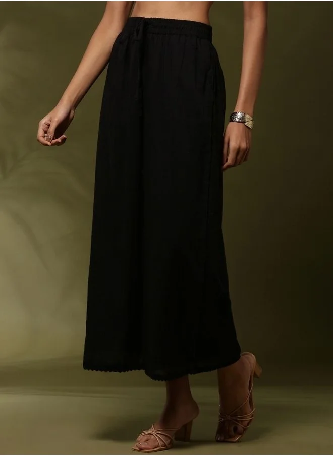 Abhishti Palazzo pants with lace hem-black