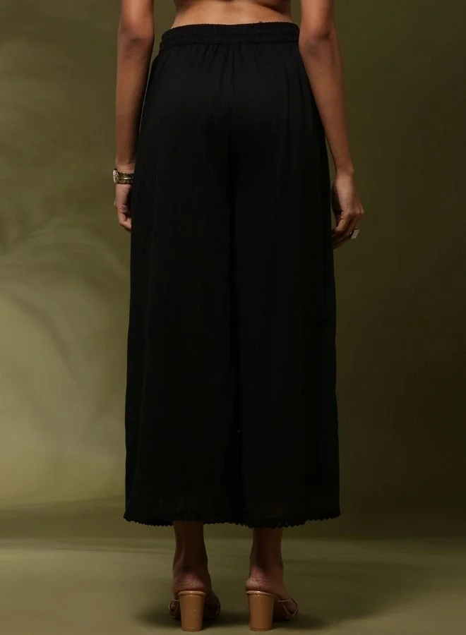 Abhishti Palazzo pants with lace hem-black