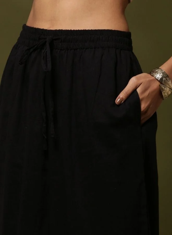 Abhishti Palazzo pants with lace hem-black