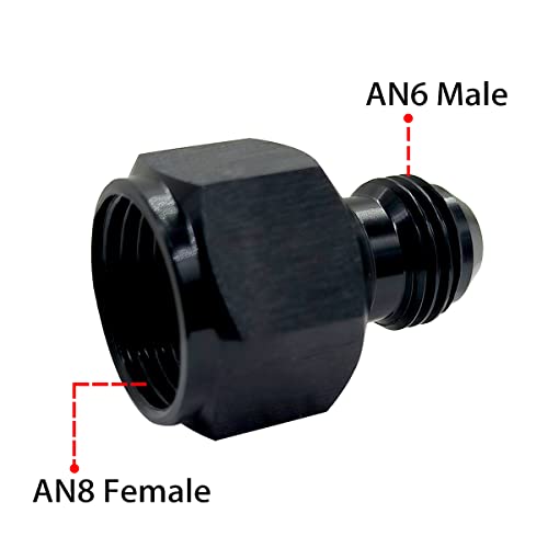 YSIL 8AN Female to 6AN Male Flare Reducer Adapter Fuel Hose Fittings Aluminum Black 2PCS - Image 2