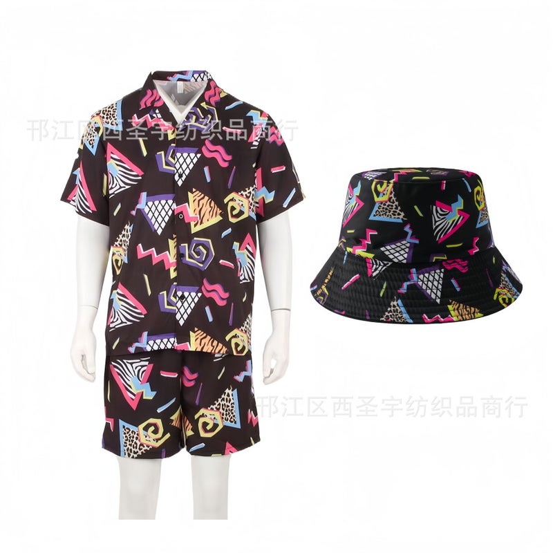 80'S Clothing Retro Shirt Shorts Suit Hawaii Beach Men'S Disco Party - Image 2