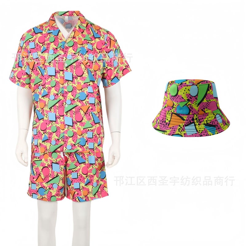 80'S Clothing Retro Shirt Shorts Suit Hawaii Beach Men'S Disco Party - Image 5