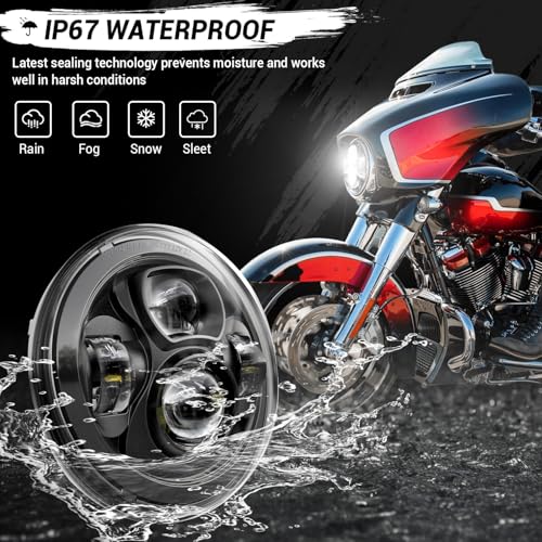 Z-OFFROAD New Motorcycle 7 Inch LED Headlight DOT Kit Compatible with Harley Davidson Touring Street Glide Road King Special Electra Glide Ultra Classic Fat Boy Heritage Softail Switchback Black - Image 3
