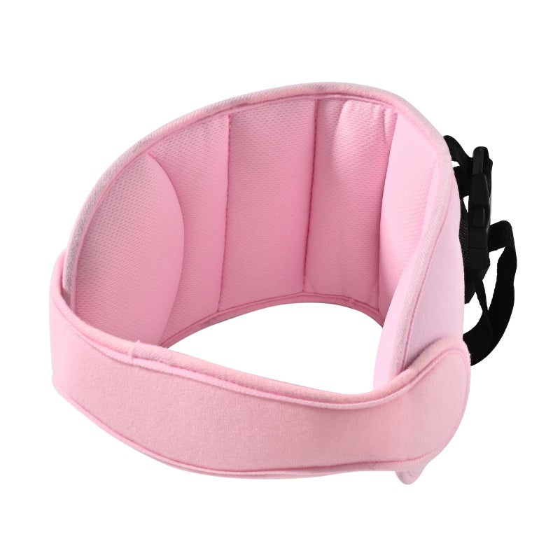 LETTON Kids Head Support Band for Car Seat Safe Comfortable Car Seat Head Neck Relief Adjustable Child Head Band Strap Headrest for Kids Pale Pink
