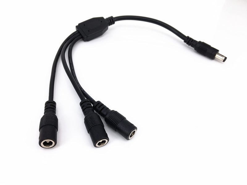 HUALAND 2 Pack Black 1 Male to 3 Female 5.5x2.1 Splitter CCTV DC Power Supply Splitter Cable,DC Y Splitter Cable - Image 4