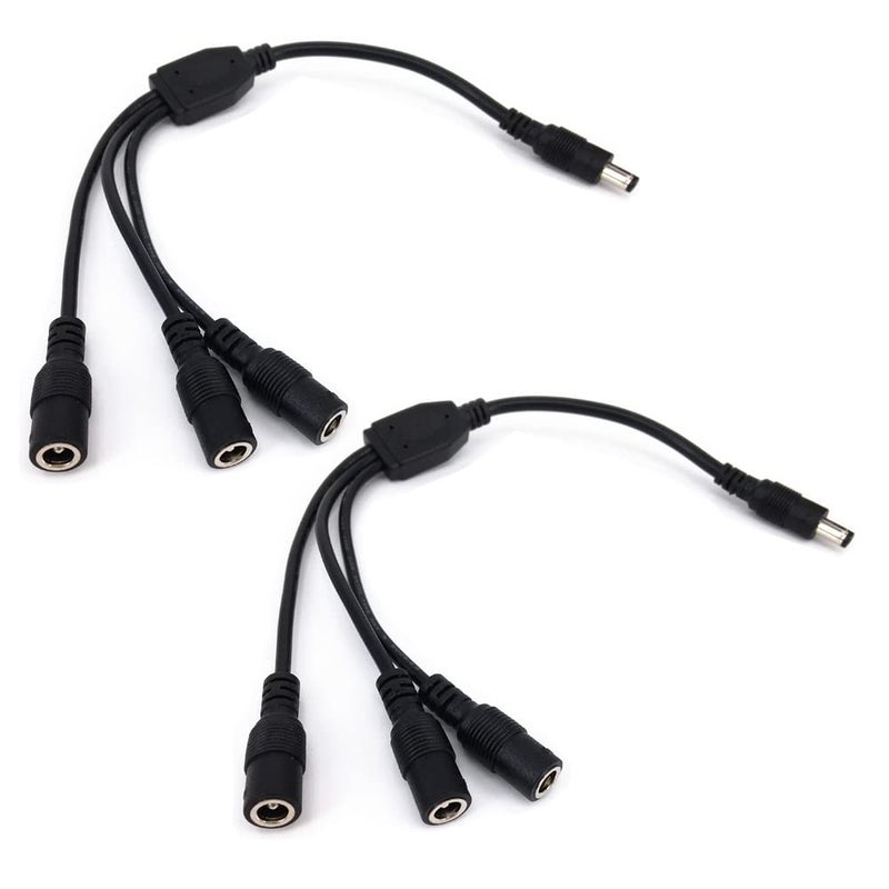 HUALAND 2 Pack Black 1 Male to 3 Female 5.5x2.1 Splitter CCTV DC Power Supply Splitter Cable,DC Y Splitter Cable - Image 5