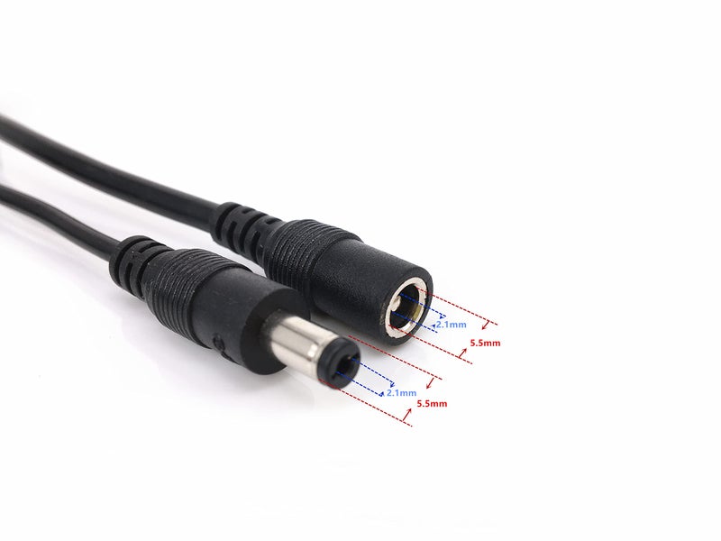 HUALAND 2 Pack Black 1 Male to 3 Female 5.5x2.1 Splitter CCTV DC Power Supply Splitter Cable,DC Y Splitter Cable - Image 3