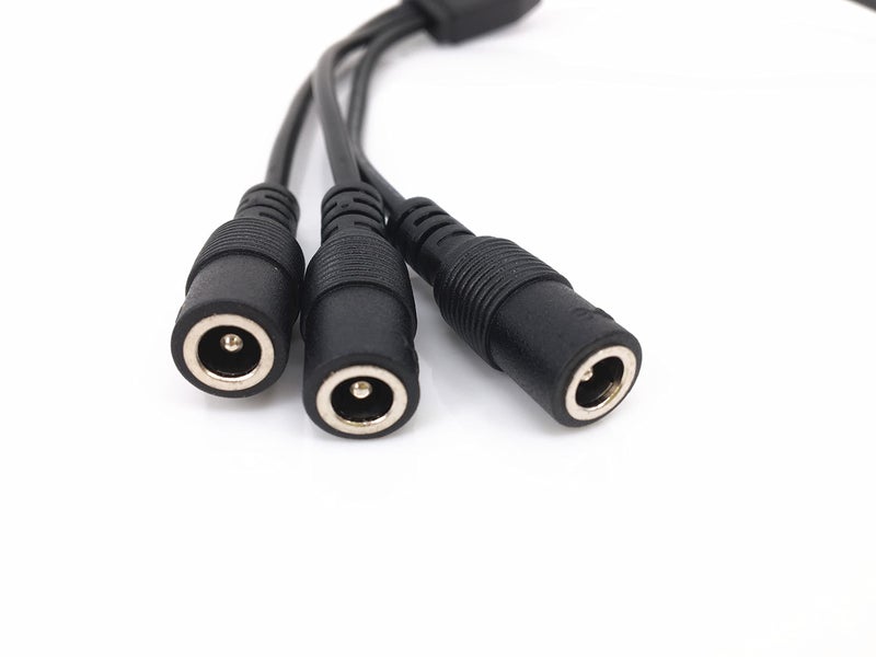 HUALAND 2 Pack Black 1 Male to 3 Female 5.5x2.1 Splitter CCTV DC Power Supply Splitter Cable,DC Y Splitter Cable - Image 2
