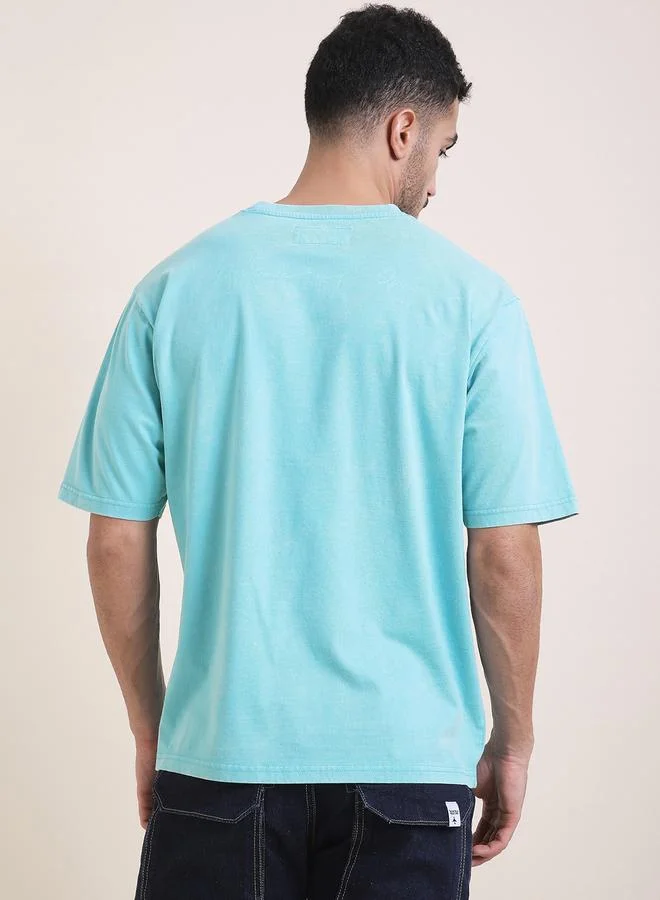 Difference of Opinion Men Oversized Acid Wash Printed T-Shirt
