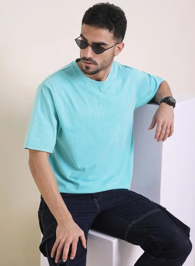 Difference of Opinion Men Oversized Acid Wash Printed T-Shirt