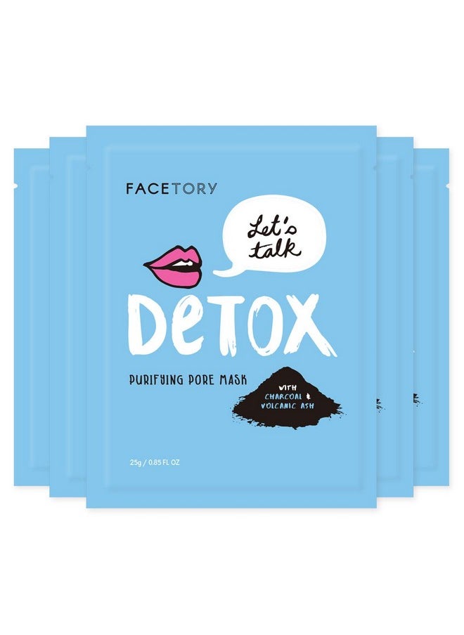 FACETORY Acetory Let'S Talk Detox Purifying Sheet Mask With Charcoal And Volcanic Ash Soft Formfitting Facial Mask For All Skin Types Detoxifying Soothing And Purifying (Pack Of 5)  - Image 2