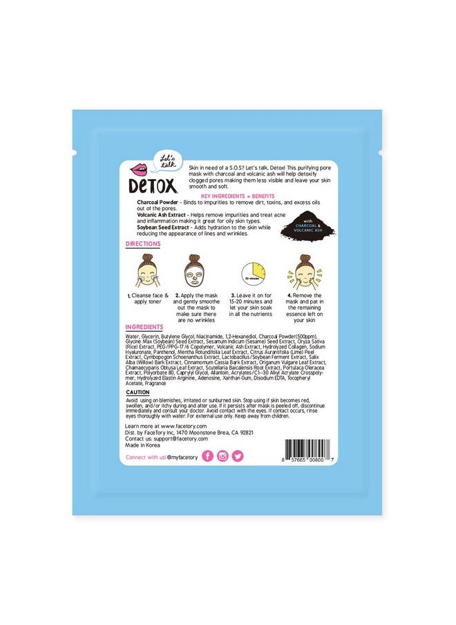 FACETORY Acetory Let'S Talk Detox Purifying Sheet Mask With Charcoal And Volcanic Ash Soft Formfitting Facial Mask For All Skin Types Detoxifying Soothing And Purifying (Pack Of 5)  - Image 3
