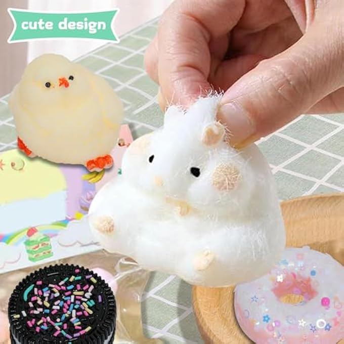VANNYVANYA Pack of 4 Taba Squeeze, Kawaii Squeeze Fur Squeeze Toy, Stress Relief Squeeze for Party Gifts, Fidget Toy Suitable for Adults Children - Image 4