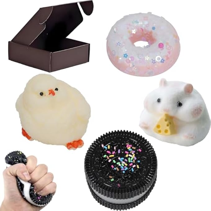 VANNYVANYA Pack of 4 Taba Squeeze, Kawaii Squeeze Fur Squeeze Toy, Stress Relief Squeeze for Party Gifts, Fidget Toy Suitable for Adults Children - Image 1
