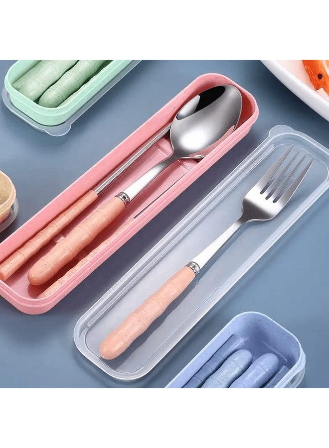 EVEN Spoon Set Stainless Steel Chopstick, Spoon and Fork Cutlery Set for Women, Men, Kids Eating Food Portable Tableware Dining Accessories. (Pink) - Image 4
