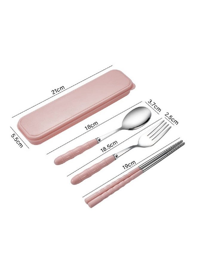 EVEN Spoon Set Stainless Steel Chopstick, Spoon and Fork Cutlery Set for Women, Men, Kids Eating Food Portable Tableware Dining Accessories. (Pink) - Image 2