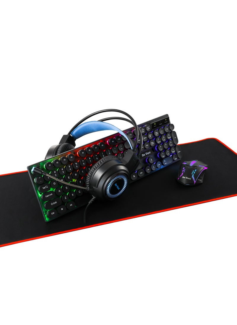 De Vani 4-In-1 Combo set Keyboard And Mouse with Headphone and Mouse pad  - Image 3