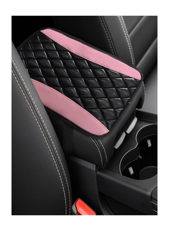 Dickno Car Center Console Cushion Pad, Universal Leather Waterproof Armrest Seat Box Cover, Comfortable Auto Armrest Cover Protector, Car Interior Decor Accessories for Most Vehicles (Pink) - Image 1