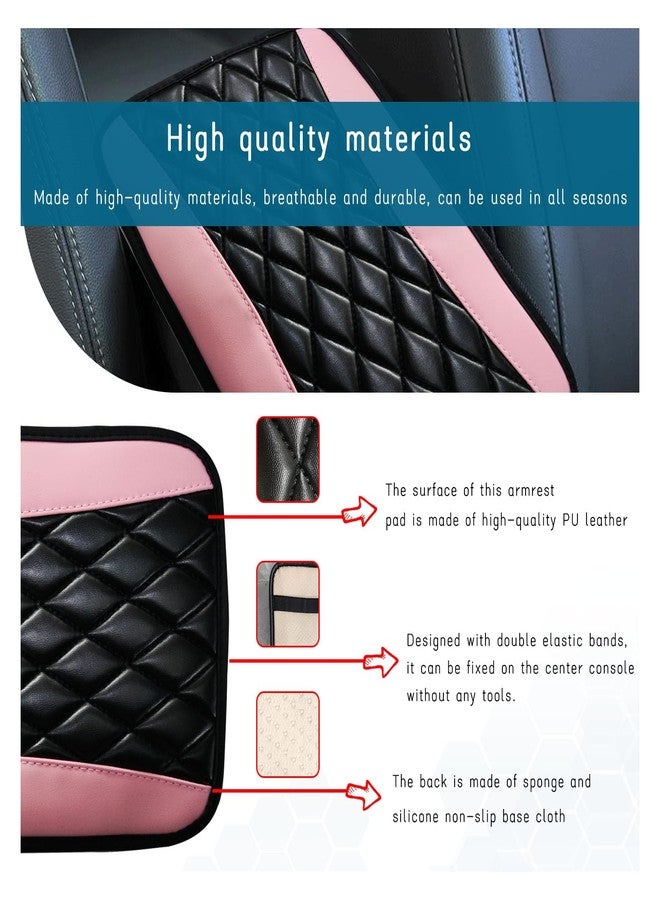 Dickno Car Center Console Cushion Pad, Universal Leather Waterproof Armrest Seat Box Cover, Comfortable Auto Armrest Cover Protector, Car Interior Decor Accessories for Most Vehicles (Pink) - Image 3
