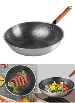 Happy Home Stainless Steel Non-Stick Frying Pan with Wooden Handle and Metal Handle - 32 cm  - Image 1