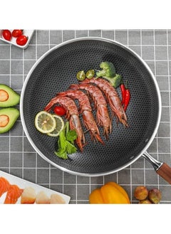 Happy Home Stainless Steel Non-Stick Frying Pan with Wooden Handle and Metal Handle - 32 cm  - Image 5