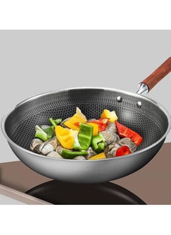 Happy Home Stainless Steel Non-Stick Frying Pan with Wooden Handle and Metal Handle - 32 cm  - Image 3
