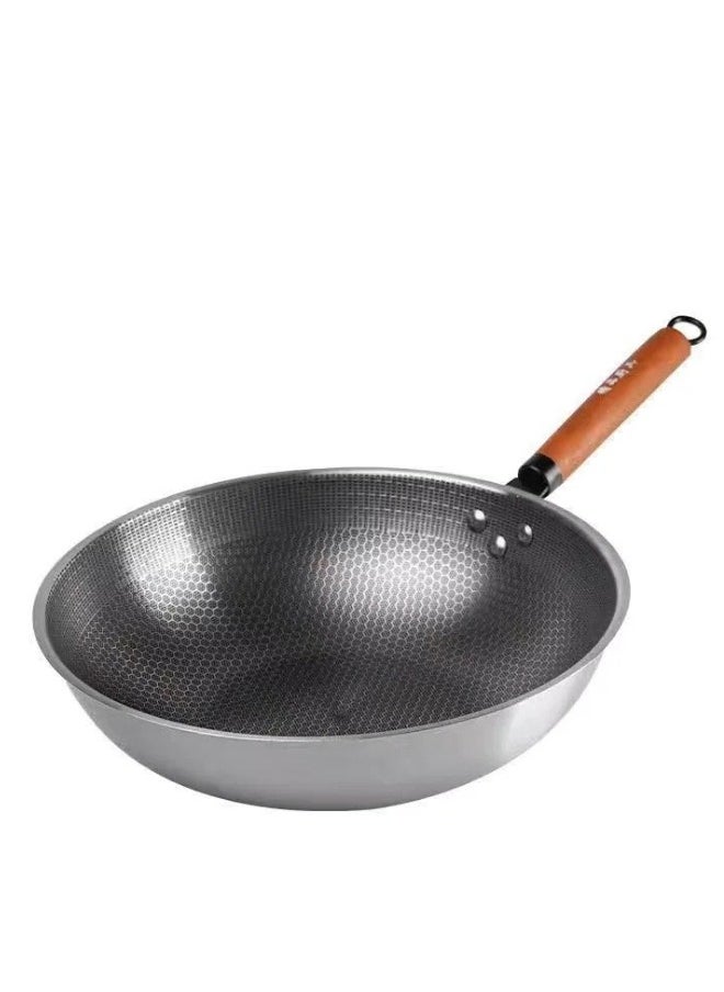 Happy Home - Stainless Steel Non-Stick Frying Pan with Wooden Handle and Metal Handle - 32 cm - Image 1