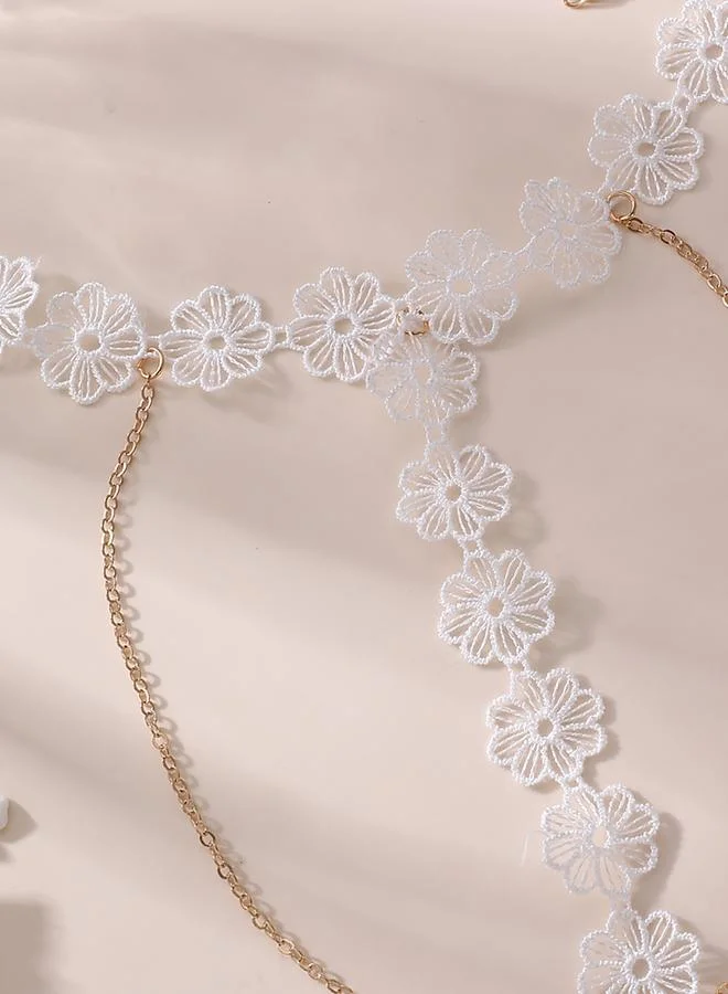Take Two Flower Lace Foot Chain Anklet