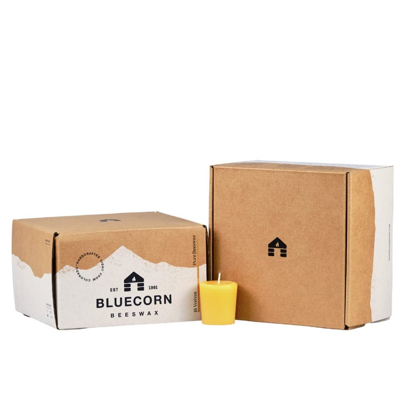 Bluecorn Beeswax Bluecorn 100% Pure Beeswax Votive Candles | Natural Beeswax Candles  Yellow Beeswax Votives  Bulk Candles 36-Pack | Long Burn (12+ Hours) | Soy  Paraffin  & Fragrance Free | Handmade in Colorado  - Image 1