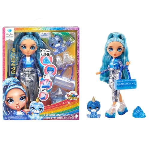 Rainbow High Skyler Blue with Slime Kit Pet 11 Shimmer Posable Fashion Doll with DIY Sparkle Slime Magical Yeti Pet Fun Play Accessories Great Toy Gift for Girls Kids Ages 412 Years - Image 1