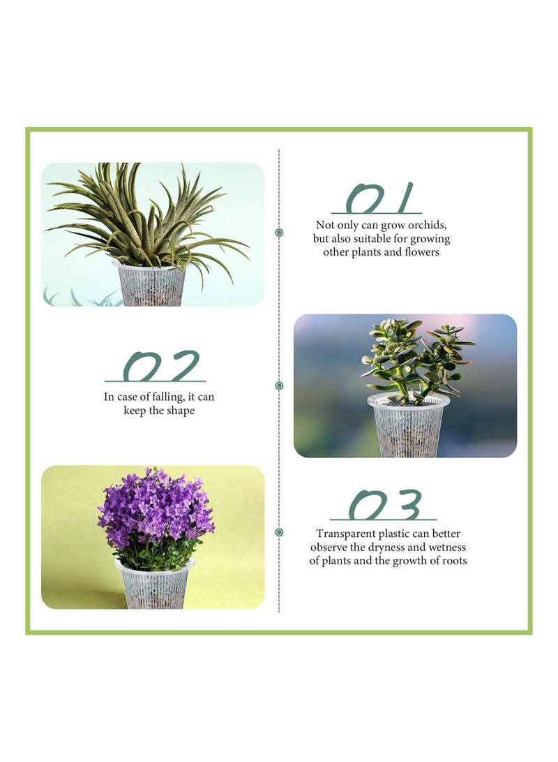 وعاء أوركيد شفاف مع فتحات مجموعة من قطعة واحدة وعاء نباتات بلاستيكي شفاف قابل للتنفس للاستخدام الداخلي والخارجي (أبيض، 5.5 بوصة) - Image 4