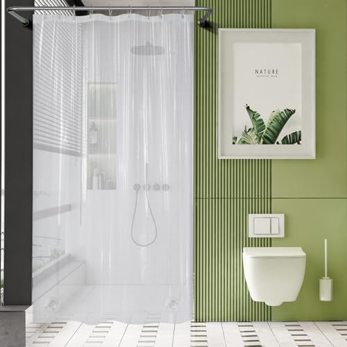 AmazerBath Stall Shower Curtain 54x78 Clear Plastic Thick PEVA Heavy Duty with 2 Weighted Stones and 9 Grommets