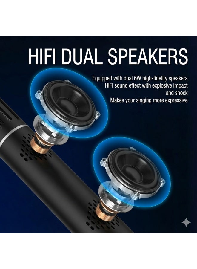 LUCKIER Professional Wireless Bluetooth Karaoke Microphone with Dual HIFI Speakers & RGB Lights, Portable 2-in-1 Handheld Singing Mic  Speaker for Home PartyKTV  Black - Image 4