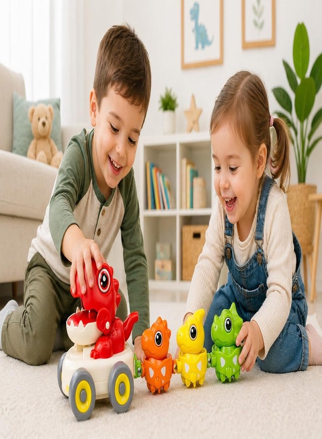 Amitasha Magnetic Dinosaur Train Toy for Kids Press & Go Dino Car with 3 Baby Dinosaurs Magnetic Linking with Whistle Sound Toddler Toy Gift for Kids - Image 5