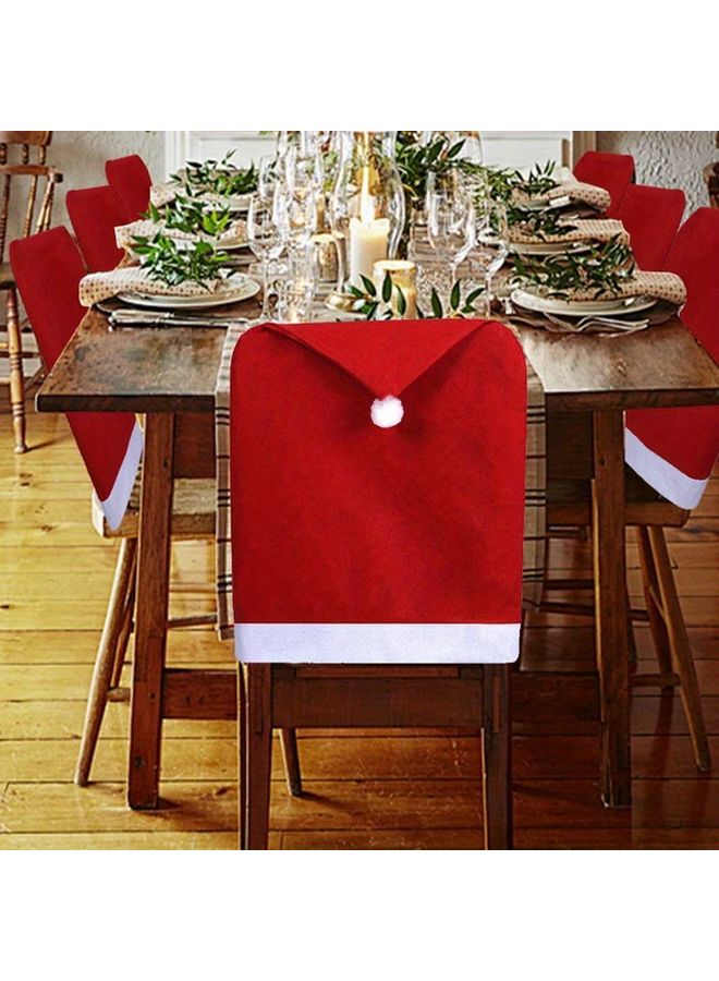 12pcs Christmas Chair Covers Red White Holiday Table Decorations With Elastic Closure Machine Washable Polyester Slipcovers For Dining Room Kitchen Party Festive Stretchable Snug Fit Durable Fabric Easy Clean Seasonal Home Decor Wedding Banquet Event Supplies - Image 1