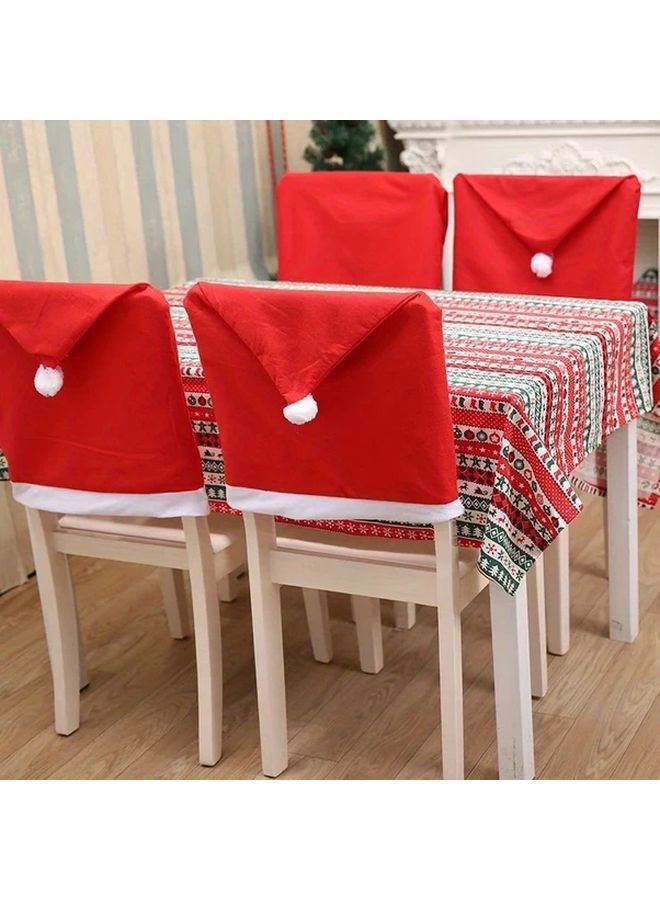 12pcs Christmas Chair Covers Red White Holiday Table Decorations With Elastic Closure Machine Washable Polyester Slipcovers For Dining Room Kitchen Party Festive Stretchable Snug Fit Durable Fabric Easy Clean Seasonal Home Decor Wedding Banquet Event Supplies - Image 3